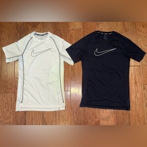 Lot Of 2 Nike Pro Men’s Dri-FIT Slim Short-Sleeve Top Shirts Small Black White